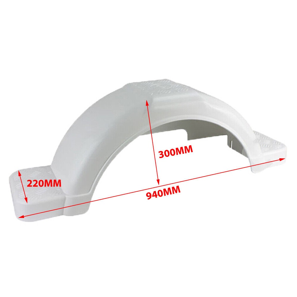 2x White plastic trailer mudguard with mudflap 13