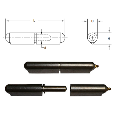 weld on bullet hinges size drawing