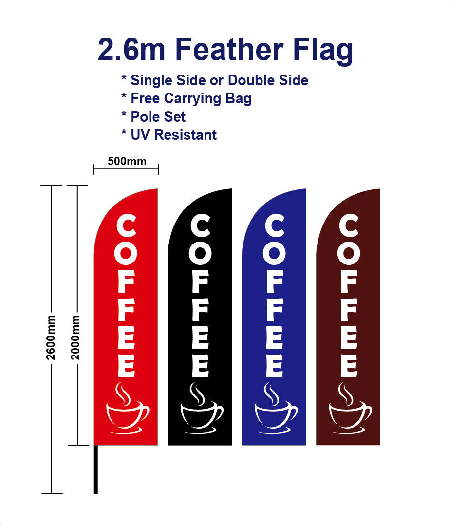 2.6m Coffee Feather Flags with Base Kit Spike