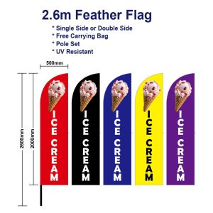 2.6m Outdoor Ice Cream Flag Feather Banner Feather Flags with Base Kits Spike