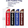 2.6m Coffee Flag with Base kit Spike Black banner Red Blue