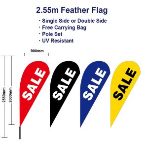 Outdoor 2.55m Sale Flag Teardrop Flags with Base Kit Spike Black banner Red Blue