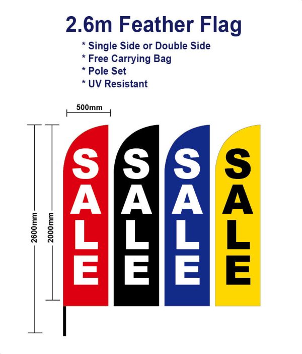 Outdoor 2.6m Sale Flag Feather Flags with Base Spike kit Black banner Red