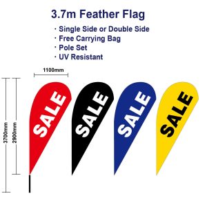 Outdoor 3.7m Sale Flag Teardrop Flags with Base Spike Kit Black banner Red Blue