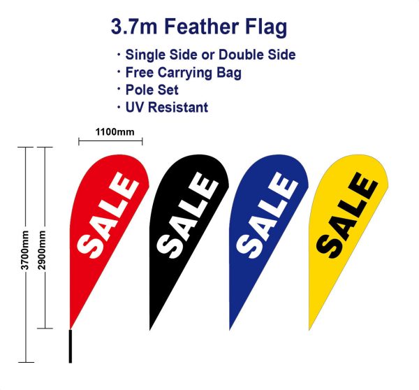 Outdoor 3.7m Sale Flag Teardrop Flags with Base Spike Kit Black banner Red Blue