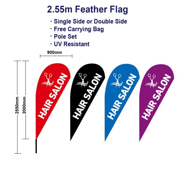 2.55m Hair salon teardrop Flag