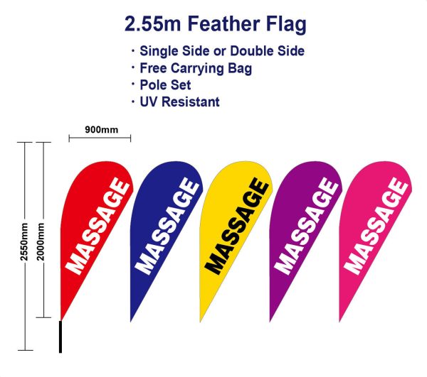 2.55m Massage Flag Teardrop Flags