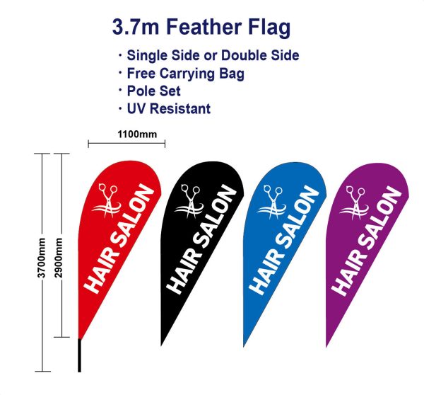 3.7m Hair salon teardrop Flag