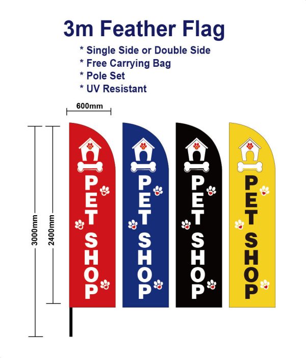 3M 4M 5M Pet Shop Flag Feather Flags
