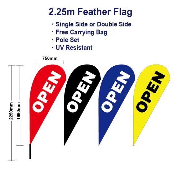2.25m Open Flag Teardrop Flags with Base