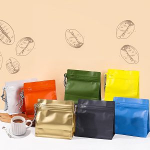 Flat Bottom Pouch Square Shape Coffee Packaging Bag with String