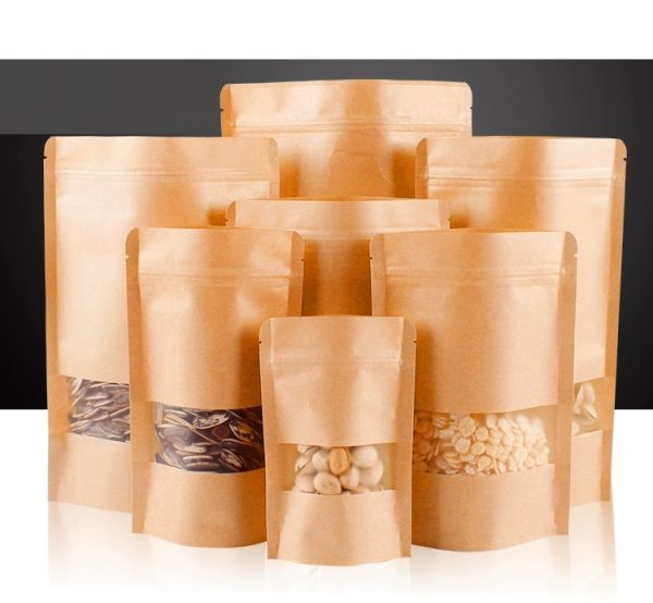 Heat Seal Kraft Paper Stand Up Pouch with Zipper