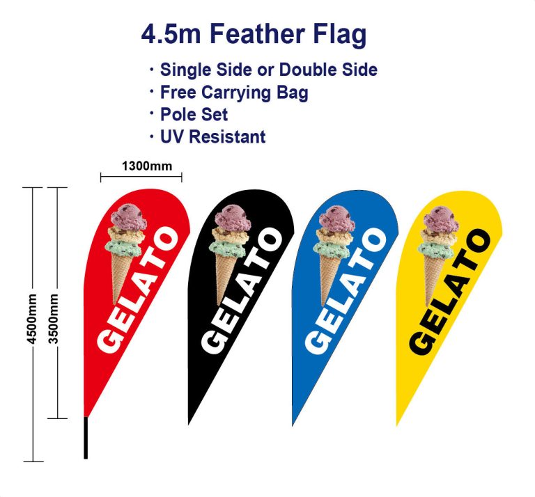 Outdoor 25m 37m 45m Gelato Teardrop Flag Flags Spike Base Red Banner