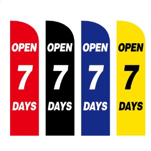 Open 7 days Flags Feather