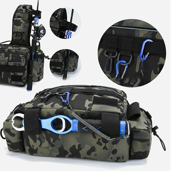 Multifunctional Fishing Tackle Bag Outdoor Sports Single Shoulder Bag  Crossbody Bag Waist Pack Fishing Lures Tackle Gear Utility Storage Bag with  2 Fishing Tackle Box Utility Case 