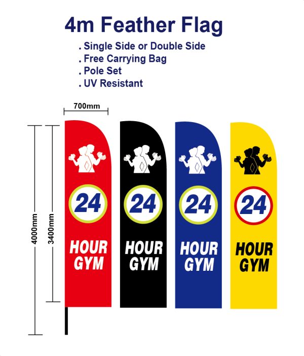 24 hour gym flag Feather flags 4m