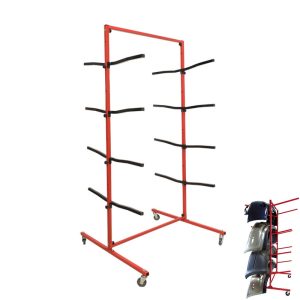 Double Sided Mobile Bumper Stand with Wheels Panel Stand Storage Rack