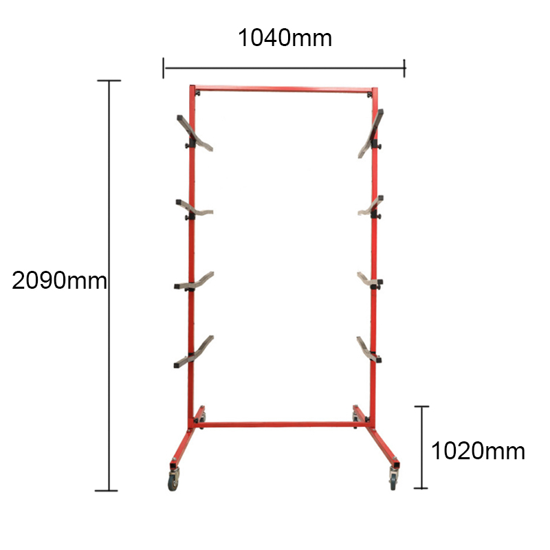 Double Sided Mobile Bumper Stand with Wheels Panel Stand Storage Rack