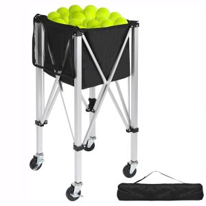 Foldable Tennis Ball Cart Practice Hopper Top Aluminium Alloy Portable Tennis Ball Trolley