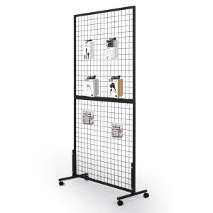 Movable Grid Panel Rack with Wheels Product Display Racks Retail Shelf for Space-Saving