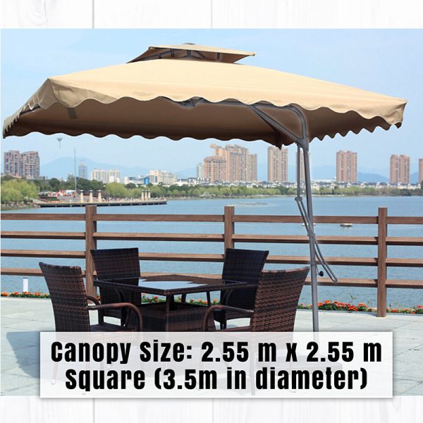 Large Square Outdoor Parasol 255x255cm Cantilever Canopy Shade Umbrella Patio Garden - Image 4