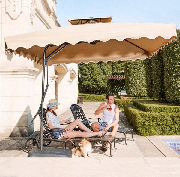 Large Square Outdoor Parasol 255x255cm Cantilever Canopy Shade Umbrella Patio Garden - Image 7