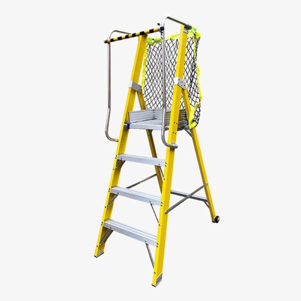 Industrial Mobile Portable Insulated Fiberglass Ladder Platform Step 