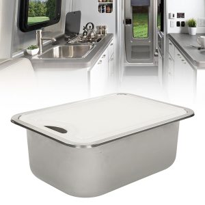 RV Sink Caravan Camper Kitchen Hand Wash Basin Sink Kit with Acrylic Chopping Board