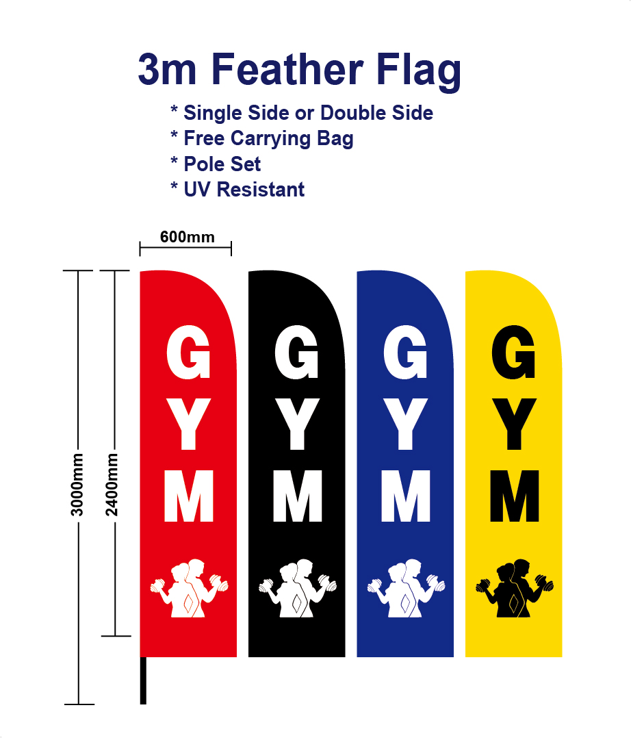 Gym flag Fitness flags Feather 3m