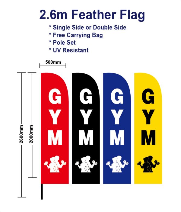 Gym flag Fitness flags Feather 2.6m