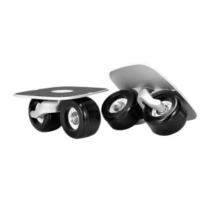 1 Pair Portable Roller Road Drift Skates Outdoor Mini Skateboard Anti-slip Aluminium Plate with PU Wheels