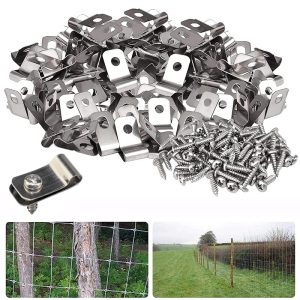 100pcs Fence Wire Clip 304 Stainless Steel Wire Fence Clamps Wire Mesh Panel Fixings