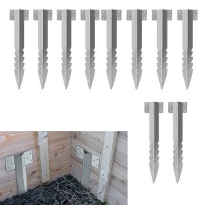 10pcs Fixing Peg Timber Steel Fence Post Stake Railway Sleeper Stakes for Edging Planter Stakes Driveway