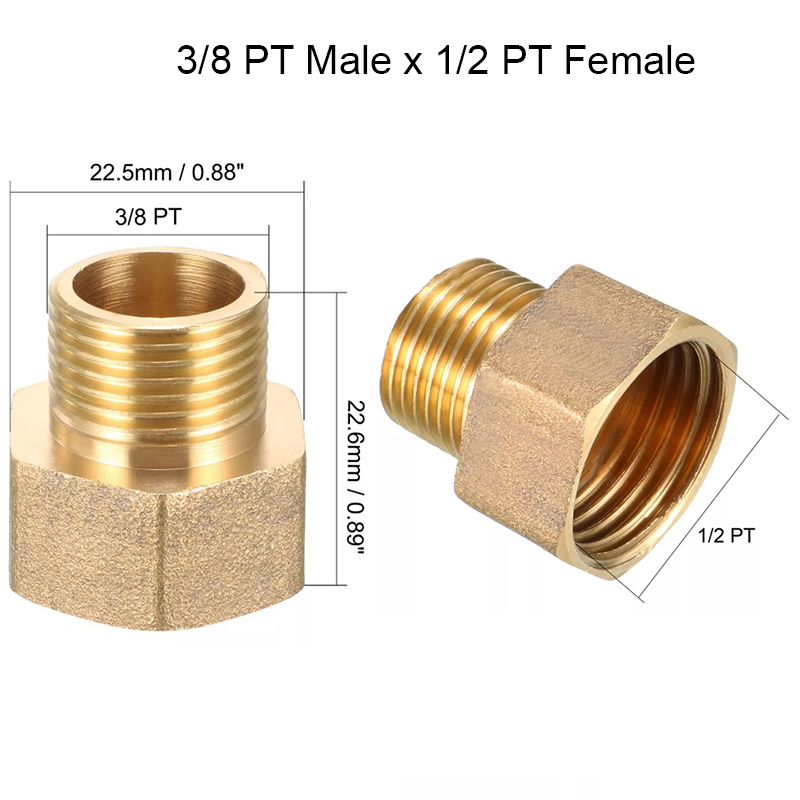 10pcs Threaded Brass Pipe Fitting 38 Pt Male X 12 Pt Female Coupling