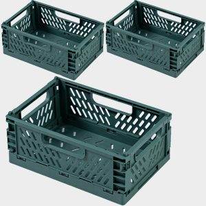 3pcs Foldable Storage Baskets Folding Storage Box Organizer Plastic Bin Container Box Crate