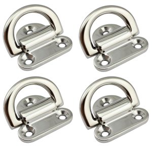 4pcs Lashing Ring Folding Pad Eye D Ring 316 Stainless Steel Lashing Tie Down Cleat for Yacht Boat