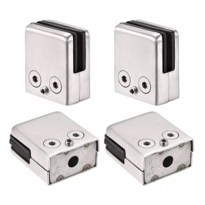4pcs Square Glass Bracket Glass Clamp for 8-12mm Thick Glass 304 Stainless Steel Flat Bottom Square Clip