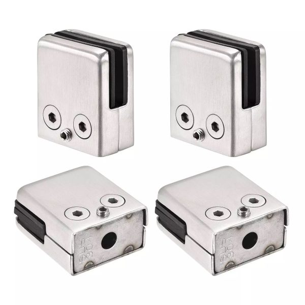 4pcs Square Glass Bracket Glass Clamp for 8-12mm Thick Glass 304 Stainless Steel Flat Bottom Square Clip