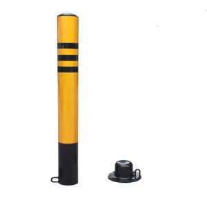 60cm Safety Bollard Barrier Post Yellow Pipe Bollards Steel Parking Barrier with Bolt