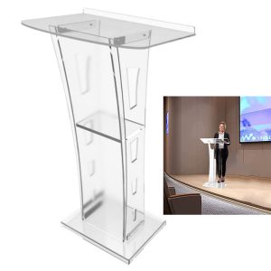 Acrylic Podium Clear Podium Stand Church Pulpit Lecture Speech Host Stage Reception Stand for Churches Presentation Podium Lectern