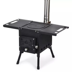 Outdoor BBQ Camping Wood Stove Portable Wood Burning Stove Oven Camp Tent with Pipe for Tent Shelter Heating