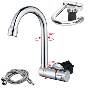 RV Faucet Fold Down Caravan Hot and Cold Mixer Water Tap Faucet for Kitchens RVs Marine Boat Deck Camper