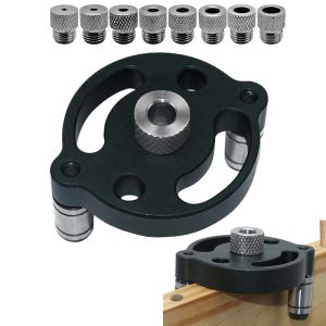 Straight Hole Drill Locator with 8 Sizes Drill Bushings Round Hole Drilling Guide Drill Positioner Woodworking Tool Hole Puncher