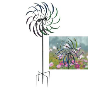 200cm Metal Garden Windmill Outdoor Art Decor Wind Spinner Kinetic Yard Colorful Sculpture Lawn Ornament