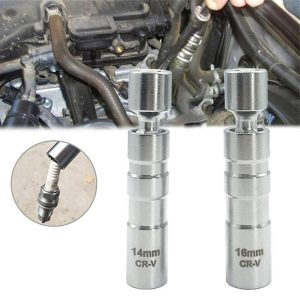 2pcs 14mm 16mm Universal Thin Wall Joint Spark Plug Socket 3/8" Drive Magnetic Wrench Spark Plug Removal Tool