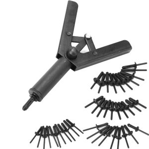 41pcs Assorted Plastic Riveter Rivet Gun Set Garage Bodyshop Hand Riveter Tool Quick Riveting Hand Tool with 40 Poly Rivets