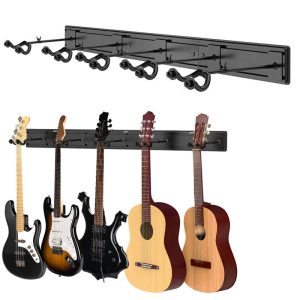 5 Guitar Wall Hanger Rack Holder Adjustable Multiple Guitars Wall Mount Hangers for Electric Acoustic Bass