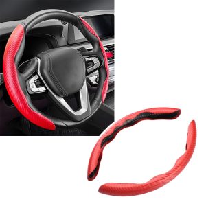 Car Steering Wheel Cover Carbon Fiber Semi-Package D Non-slip Fit 38CM