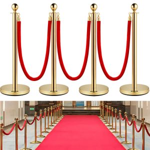 Crowd Control Stanchions 4 Queue Barriers with 3x1.5M Velvet Ropes Crowd Control Queue Barrier Pole Stanchion
