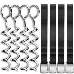 Heavy Duty Ground Anchor Spiral Stakes with Straps Trampoline Stakes Tie Down Spirals Anchors Stakes